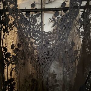 XCVI Black Lace Tunic Top